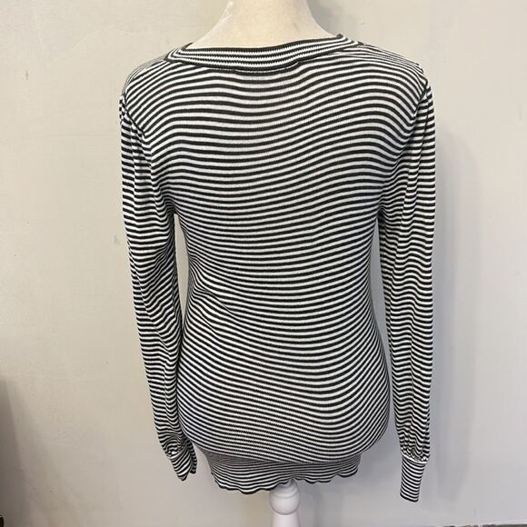 Loft cotton green white striped long sleeve sweater Size XS - Picture 6 of 9